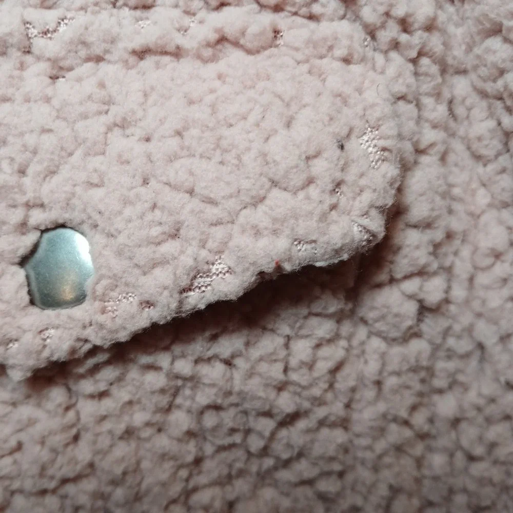 Arizona Jean Co Womens Pink Sherpa‎ Lined Trucker Jacket Soft Cozy Teddy Bear